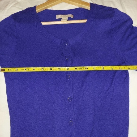 BANANA Republic Blue Cardigan Sweater, Button Front, 3/4 Sleeves, XS - Picture 6 of 8